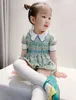 ファッションニューガールズドレス2021夏の子供の女の子の花パーティードレス甘い赤ちゃん素敵な緑の綿の服105 Z2