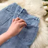 Ly Varey Lin Sommar Kvinnor Casual High Waist Medium Längd Denim Kjolar Vintage Split Asymmetri Slim Kvinna 210526