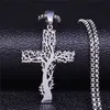 Collana con catena in acciaio inossidabile con croce albero della vita Collana con dichiarazione di colore argento Gioielli joyeria acero inoxidable mujer