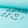 6 Paare Ohrstecker Hoop Edelstahl Silber Farbe Labret Ohr Piercing Knorpel Schraube Tragus Helix Punk Männer Frauen Schmuck