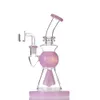 2021 Hookah Glass Water Bong Pipe 8.5インチの高さ14.4 mm女性共同ダブミルクピンク色のリグ