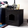 Caja de arena para gatos de casa de madera para mascotas, caja de decoración para el hogar con cajón, mesa auxiliar, caja interior, mesita de noche para el hogar a49
