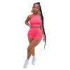 Summer Women Tracksuits Sleeveless Vest + Shorts Solid Color 2 Piece Jogger Sets Yoga Outfits Gym Clothes Plus Size Sportwear