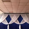 Personnalisé 3mx6m Nouveau Arriaval Royal Royal Blue Rideau Blanc Nomannal Swag Draps pour la décoration de fête de mariage