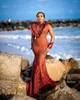 2021 Plus Size Arabisch Aso Ebi Luxuriöse Meerjungfrau Spitze Perlen Ballkleider Sexy Lange Ärmel Abend Formale Party Zweite Empfangskleider ZJ364