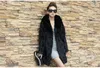 冬のファッションのフェイクの毛皮のコートブラックスリム暖かい豪華な長いセクション毛皮のジャケットフード付きウサギの毛皮オーバーコート211213