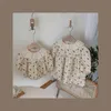 Automne Soeur Vêtements Filles Robe Col En Dentelle Floral Coton Princesse Combinaisons pour Enfant Vêtements GC0512 210610