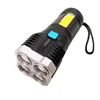 Quad-Core LED Flashlight Strong Light USB Rechargeable Super Bright Outdoor Multi-Functional Spotlight