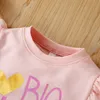 Przylotów Zima Dzieci Casual Bawełna Z Długim Rękawem O Neck List Drukuj Serce Cute Baby Girls Coat 0-2T 210629