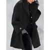 Wełna damska Wełna Backstrom Kobiety Europejska American Fashion Woolen Coats Jesień Zima O-Neck Loose Multi Color Outwear Ciepłe Kieszonkowe Jack