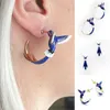 Stud Cute Hummingbird Shape Earrings For Women Gold Color Painting Animal Children's Day Princess Wedding Jewelry Gift