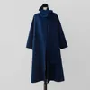 Johnature Bandage Wool Coat Women Winter Korean Loose Solid Color Neckerchief Female Coats 211019