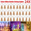 Strips 24/12/6Pcs 10/20LED Solar Wine Bottle Lamp For Wedding Party Decor Romance Night Fairy Copper Wire String Light