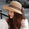 Summer Women's Straw Hat Bowknot Travel Female Hat Leisure Beach Hat UV Protection Straw Cap Simple Foldable Girl Fisherman Caps G220301