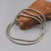 Chains Pure 925 Sterling Silver Chain Lucky Width 3mm Round Twisted Rope Mantra Necklace 60cm / 38-39g For Man Women Gift