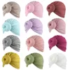 Newborn Baby Bow Knot Turban Hat Donut Head Wrap Soft Cotton Handmade Headband Beanie Caps Kids Infant Toddler Wide Hair Band Headdress G679FCD