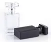 Vente en gros 30 ml / 1 oz. Bouteille de parfum noire transparente vide, bouteilles d'atomiseur en verre vides carrées portables avec applicateur de pulvérisation