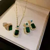 emerald necklace earring ring sets