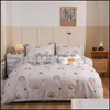 Conjuntos de cama Suprimentos Home Têxteis Garden Grade 3/4 pcs Duvet Set Floral Poliéster Impresso ER Folha Fronha para Crianças Cama ADT Twin Queen