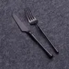 Svart bestick set rostfritt stål porslin 5 st Diskmaskin säker Serveware gaffelknivsked för bröllopsblock droppe 211108