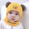 2pcs Baby Cap Scarf Set Knitted Turban Hat Newborn Beanie Warm Caps Soft for Girls Boys Elastic Bonnet