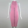 Women Sexy Fashion Sequined Pink Bandage Dress Elegant Designer Bodycon Chic Tank Party Vestido 210527