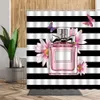 Girly Łazienka Prysznic Zasłona Różowa Vintage Perfumy Butelka Floral Butterfly Home Decor Moda Nowoczesna drukowana tkanina Kąpiel 210915