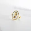 Trouwringen Eenvoudig roestvrij staal Goud open turquoise reliëf geëmailleerd voor vrouwen verstelbare ring mode-sieraden cadeau 2021