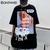 Hip Hop Streetwear T-shirts Harajuku Graffiti Poster Punk Rock Gothic T-shirts Hommes Casual T-shirts à manches courtes Chemises Tops 210602