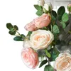 Dekorativa Blommor Kransar 7st Fake Long Stam Rose (3 Heads / Piece) 28 "Längdsimulering Rosa För Wedding Home Artificial