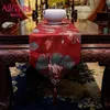 Avigers Luxury Chinese Style Embroidered Greeb White Yellow Red Table Runners with Tassels for Home el Wedding 210708