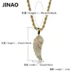 Jinao Mode Charme Femmes Bijoux Angel Wings Pendentif Collier Or Argent Couleur Plaqué Glacé Plein CZ Meilleure Idée Cadeau X0707