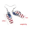 1 Pair Moda Styl Amerykański Usa Flaga Star Kapcie Kształt Dangle Drop Kolczyki Dzień Niepodległości Biżuteria Prezenty Uszu Hak Biżuteria Q0709