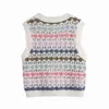 Damesmode Holle uitgezogen Gebreide Vest Trui Dame O Hals Mouwloze Casual Slanke Crop TruiPh Tops Vrouw 210520