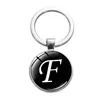 26 lettres anglaises verre rond breloque porte-clés personnalité A-Z nom initial porte-clés sac ornement voiture porte-clés accessoire unisexe