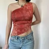 Sommer frauen Tanks Camis Harajuku 90er Jahre Vintage Gedruckt Crop Tops Eine Schulter Korsett Tank Frauen Ästhetischen Chinesischen Stil weste