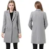 Womens Wool Coats European Style High Quality Autumn Winter Jackets Slim Woolen Cardigan Gray Jacket Elegant Blend Women 210924