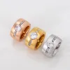 Lekki mody Luksusowe 18k Gold Temperament Business Męskie Stal Titanium Diamond Ringl6v9