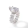 Anelli a fascia con zircone a gocciaPer le donne Eternity Promise CZ Crystal Finger Ring Fidanzamento Gioielli da sposa Regalo d'amore