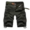 Été hommes Baggy multi-poches militaire Cargo Shorts mâle coton kaki hommes tactique Shorts pantalons courts 2944 pas de ceinture 210322