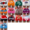 Women Shorts Designer Slim Sexy Outfits Sexy Medium Waist Cartoon Letter Printed Sports Short Yoga Pants Leggings S-XXXL