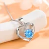 Solid 925 Silver Chain Necklaces Luxury Crystal CZ Heart Pendant Choker Necklace For Women Wedding Jewelry Gifts