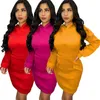 Yeni Sonbahar Kış Giyim Kadınları Kapşonlu Elbise Uzun Kollu Kapşonlu Tek Parçalı Elbise Plus Boyut 2xl Kazak Sweatshirt Sıradan Mektuplar Hoodies Top 5928