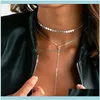 Pendant & Pendants Jewelrypendant Necklaces Gold Color Sier Plated Sequins Chokers Crystal Charm Long Tassel Double Layers For Women Jewelry