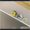 Hoop Hie Drop dostawa 2021 Wong Rain 925 Sterling Sier Yellow Created Moissanite Clear Wedding Classic Flower Studs dla kobiet