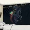 Astronaut Vägg Tapestry med svart bakgrund Färg Jellyfish Interstellar Sky Tapestry Wall HNaging Hippie Boho Dorm Decor 210609