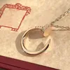 Designer uomo e donna collana per unghie classica semplice collane con ciondolo diamanti luminosi gioielli di lusso oro rosa acciaio titanio regalo 276V