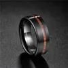 Tigrade Black Ring Men with Wood Line Tungsten Carbide 8mm Cool for Party Jewelry Dark Brand gothic aneis hombre Wooden 211217