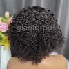 Transparant T-deel Kant Pruiken Korte Bob Pruik Jerry Krullend Braziliaans Menselijk Haar Remy Haar 10 inch