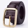 Men Women Solid Belt MANS Echt lederen zwarte kaki kleur bronzen naald gespannde ontwerper cowhide cowboy riemen voor heren luxe tailleband